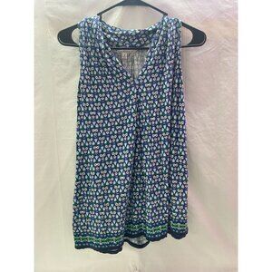 Max Studio Women's Size S Blue Floral V-Neck Sleeveless Shirt